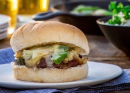 Philly Cheesesteak Smothered Burgers
