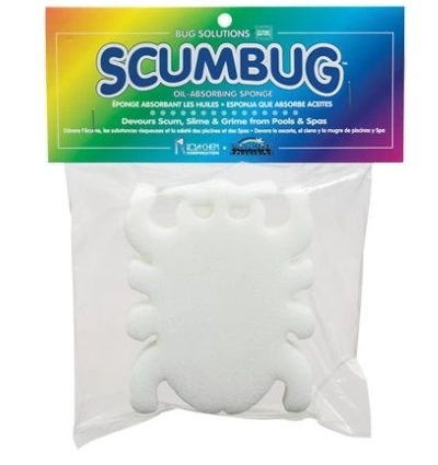 Oil absorbing sponge for pools and spas – SCUMBUG™ reusable sponge in pool skimmer