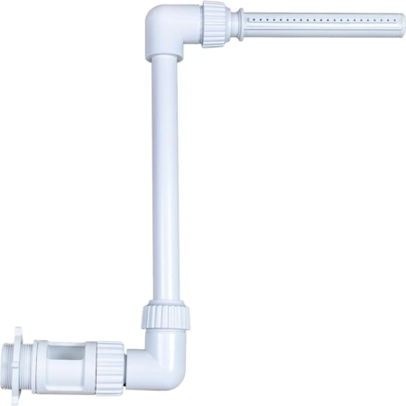 Poolmaster pool waterfall fountain installed on inground pool return fitting — adjustable spray height